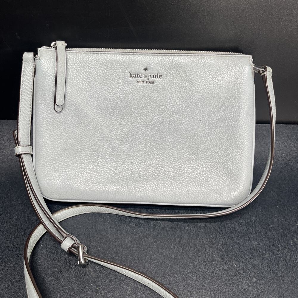 Kate Spade New York Leila Blue Pebbled Leather Crossbody Bag Triple Gusset